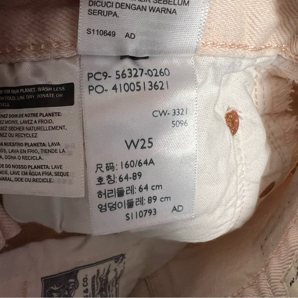 Levi’s 501 Women Size 25 Pale Pink Lemon Tag Button Fly Cut Off Jean Short - Picture 9 of 10